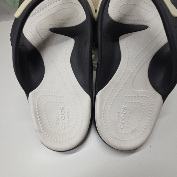 CROCS MODI Flip Flops Sandals Dual Comfort Mens 7 / Womens 9 Black White - Picture 7 of 7